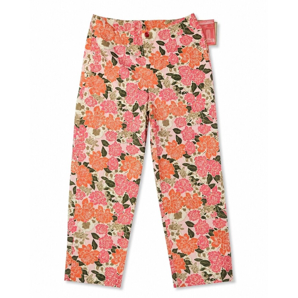 White Stag Women's Multicolored Pink Floral Mid-Calf Capri Size 4 New with Tags